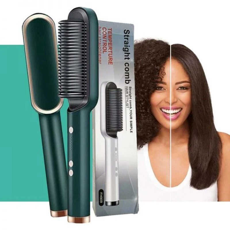 2-in-1 Hair Straightener & Hair Comb Brush – Dual Use Hair Styling Tool