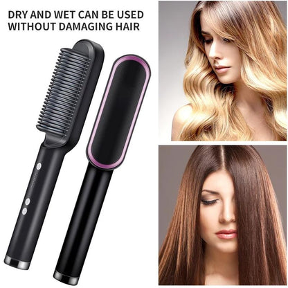 2-in-1 Hair Straightener & Hair Comb Brush – Dual Use Hair Styling Tool